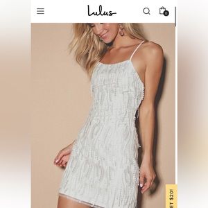 Lulus Making Magic White Fringe Lace up Mini dress